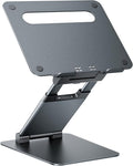 Nulaxy Pull-Out Height Adjustable Laptop Stand for Desk, 22 LB Support | Full Aluminum Standing Desk Holder, Vented Panel, Dual Foldable Design, Compatible with 10-17 Inch Laptops, Office Essentials by Nulaxy