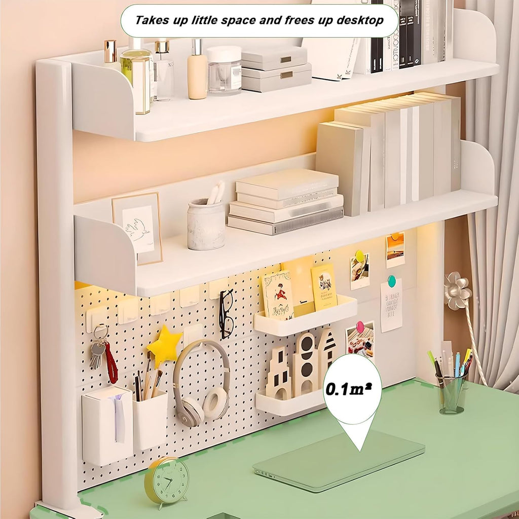 Clamp On Desk Organizer Shelf,White Desk Extender Pegboard Workstation,Computer Desk Accessories for Office, Privacy Panel for Gaming Desk,23.6/31.4/39.3in Desktop Shelving (white, 80cm/31.4in) - Image 5