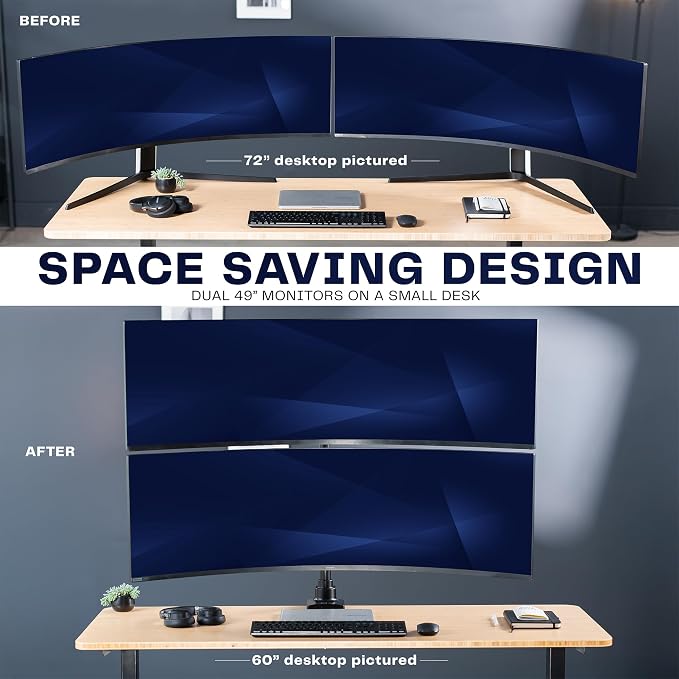 VIVO Dual Ultra-Wide Monitor Extra Tall Desk Mount for up to 49 inch Ultrawides, Clamp-on Adjustable Stand Holds 44 lbs per Screen, VESA up to 100x100mm, Black, STAND-V120T - Image 8