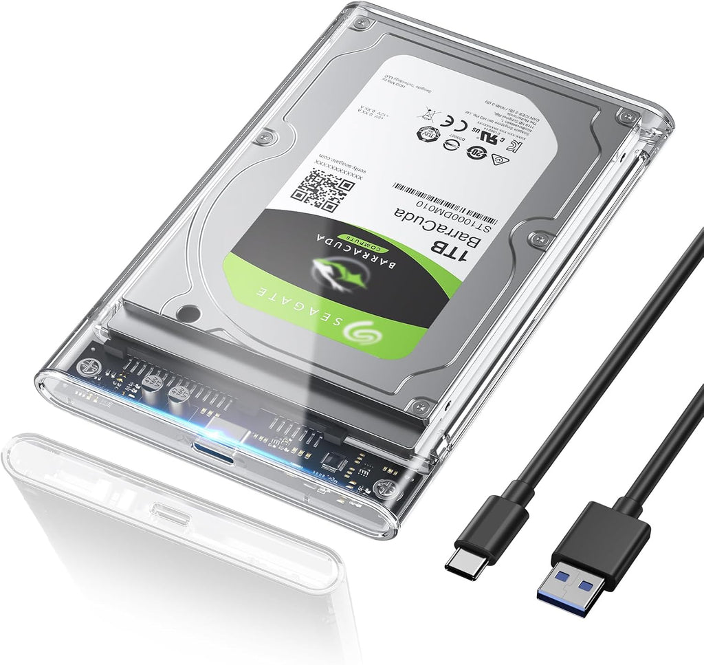 POSUGEAR 2.5'' External Hard Drive Enclosure, 6Gbps USB C 3.1 Gen 2 by POSUGEAR