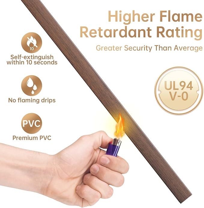 Delamu Cord Hider, 85in Cord Covers for 2-3 Wires on Wall, Self-Adhesive Cable Hider, PVC Wire Hiders Wire Covers for TV Cords on Wall, Easy Mount Cable Cover Raceway Kit, W0.95 H0.55in, Cherrywood - Image 9