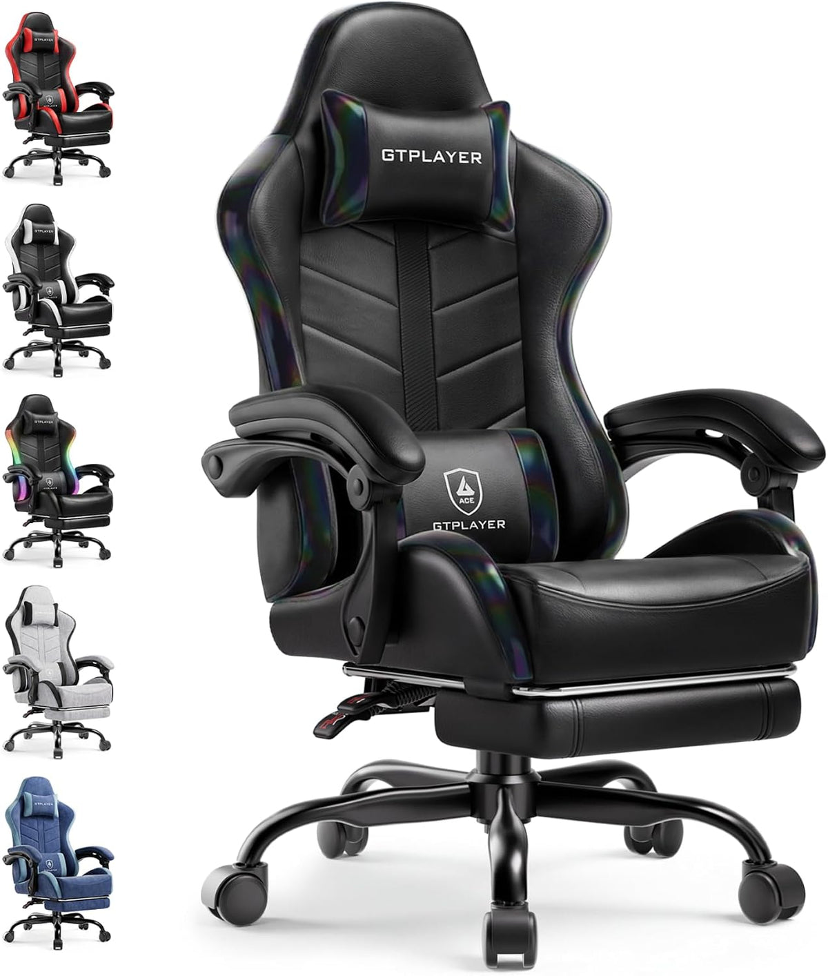 GTPLAYER Gaming Chair, Computer Game Chair for Adults, Colorful Black by GTPLAYER