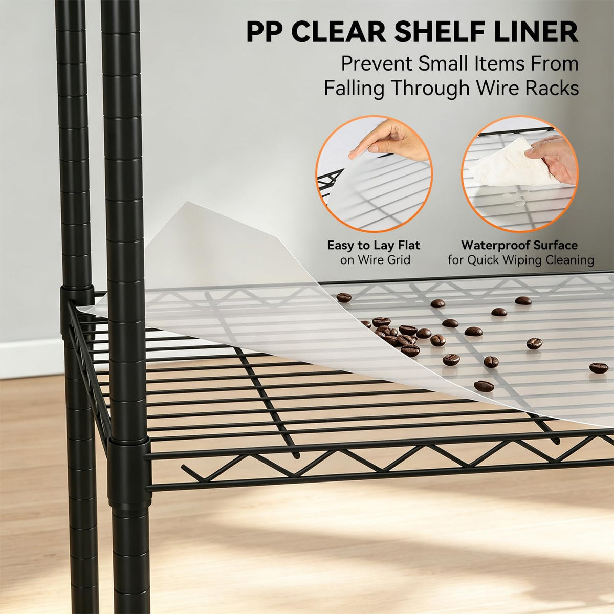 BestOffice | 6-Tier Wire Storage Shelves with PP Shim | 18x45x82 | Black - Image 4