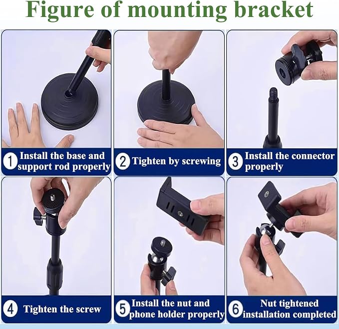 Webcam Stand with Phone Holder, Adjustable Height Desk Camera Mount for Logitech C920 C922 C925e C930e, 1/4" Threaded Desktop Tripod Stand for Live Streaming, Video Conferencing, Online Classes - Image 7