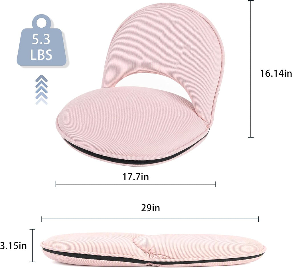 2 Pack Folding Floor Chairs with 5-Position Adjustable Back Support - Image 2