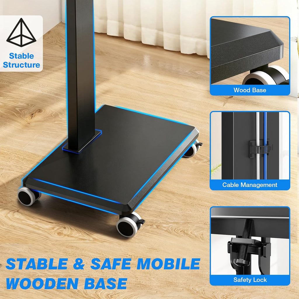 Rfiver Mobile TV Stand 32-75 Inch with Wheels up to 110 lbs, Black - Image 5