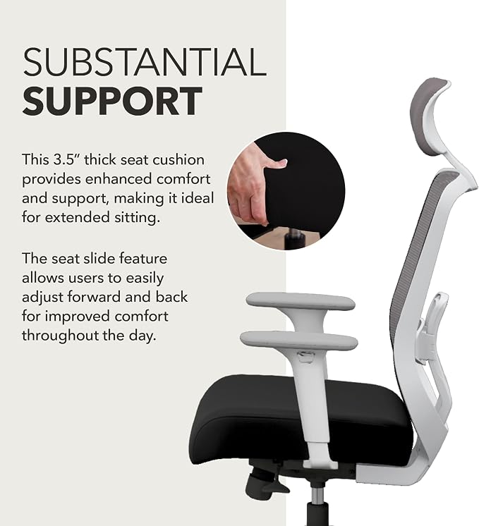 HON Altern Ergonomic Office Chair, Office Desk Computer Chair, Black | Mesh desk chair with lumbar support, headrest, seat slide, adjustable arms, computer chair for home office productivity - Image 4