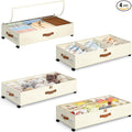 Yecaye Under Bed Storage with Wheels, 4 Pack Under Bed Storage Containers with Adjustable Dividers & Clear Window, Rolling Underbed Organizer Bins Drawers for Clothes, Shoes, Blankets, Beige by Yecaye