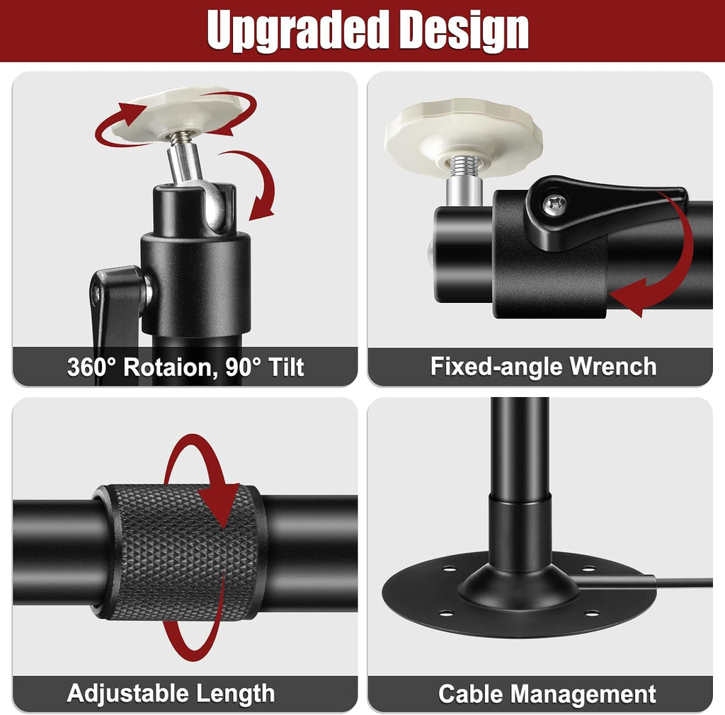 2-Be-Best Upgraded Projector Mount, Better Fixed Projector Ceiling Mount Projectors Wall Mounts with Extendable Length 14-24 in / 37-62 cm 360° Adjustable Projectors Mounts Black - Image 6