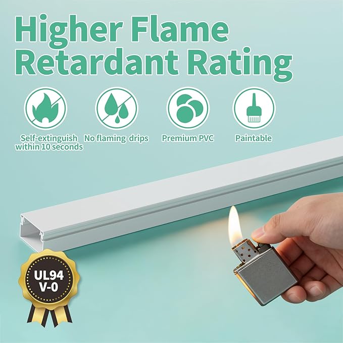 Delamu Cord Hider, 100in Self-Adhesive Cord Cover Kit for Wall Mounted TV, Paintable Wire Hider, Flexible Cable Management System, Cable Raceway Conceals 3-4 Wires, W1.18 H0.60in, White - Image 4