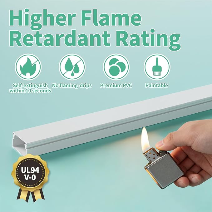 Delamu Cord Hider, 100in Self-Adhesive Cord Cover Kit for Wall Mounted TV, Paintable Wire Hider, Flexible Cable Management System, Cable Raceway Conceals 2-3 Wires, W0.95 H0.55in, White - Image 7