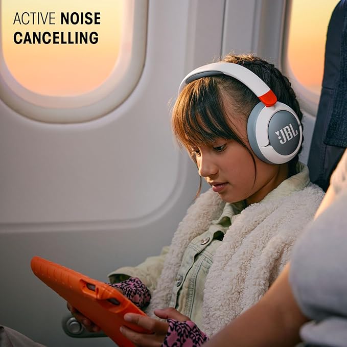 JBL Junior 470NC - Cancelling Kids Headphones - White | JBL Safe Sound 85dB, Parental Control with Customizable Volume Playtime, Easy monitoring, Active Noise Cancelling - Image 5