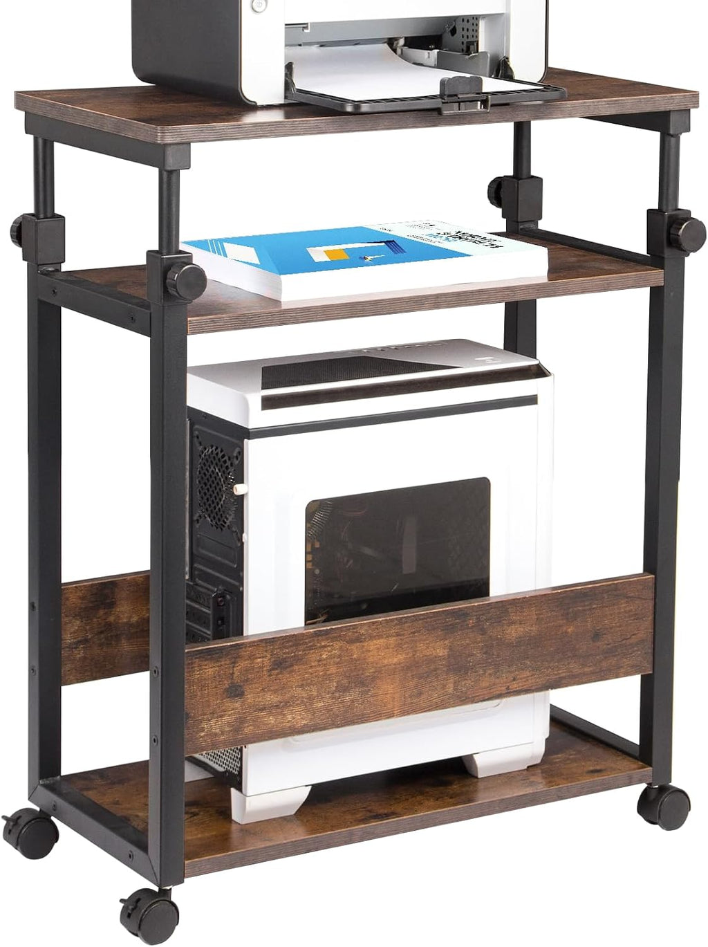 Height Adjustable Computer Tower Stand, Top Adjustable 24"Wx12"Dx23"-38"H by TooCust