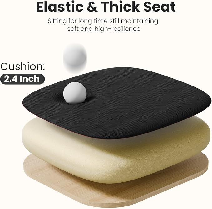 DUMOS Ergonomic Office Chair, Executive Desk Chair with Lumbar Support | Mid Back, Breathable Backrest, Fixed Armrest, Height Adjustable, 360° Swivel, Computer Gaming, Meeting, Black - Image 6