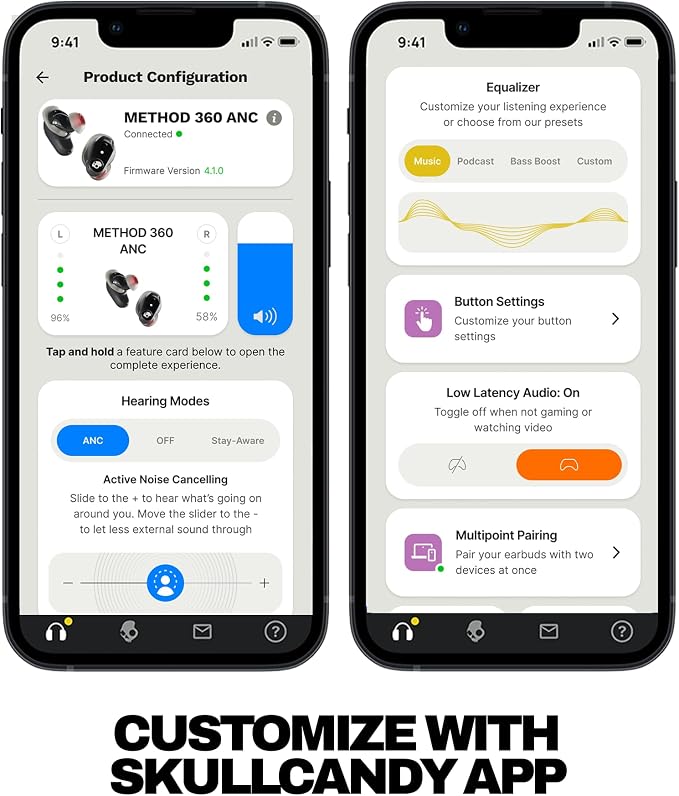 Skullcandy Method 360 ANC Wireless Earbuds with Sound by Bose - True Black | In-Ear Fit, Premium Active Noise Cancellation, 40 Hours Battery, Sweat and Water Resistant, Microphone for iPhone Android - Image 8