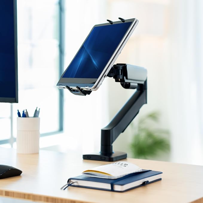 VIVO Height Adjustable Counterbalance Mechanical Arm Tablet Desk Mount, Fits 2-in-1 Laptops and 15.6 inch Portable Monitors, Max VESA 100x100, Black, STAND-V001O-M02 - Image 2