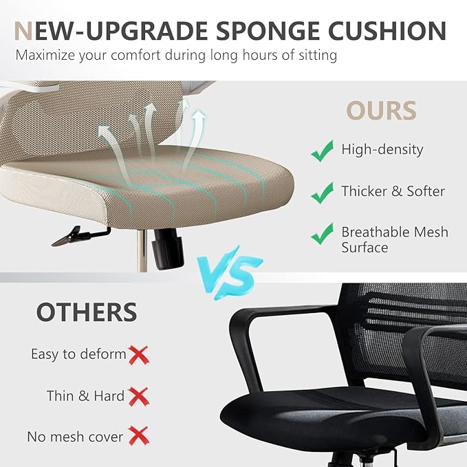 Ergonomic Office Desk Chair High Back Mesh Computer Chair Adjustable Chair | 360° Swivel Adjustable Lumbar Support & Flip-Up Armrests capacity 300 lbs capacity - Image 6