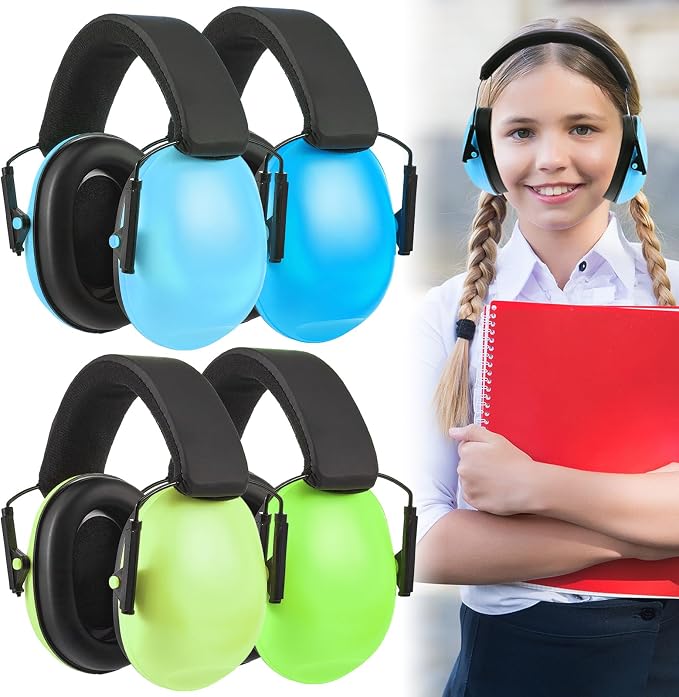 4 Pcs Kids Ear Protection Noise Cancelling Headphones Noise Reduction Ear Muffs 27dB Hearing Protection (4 Colors) by Amylove