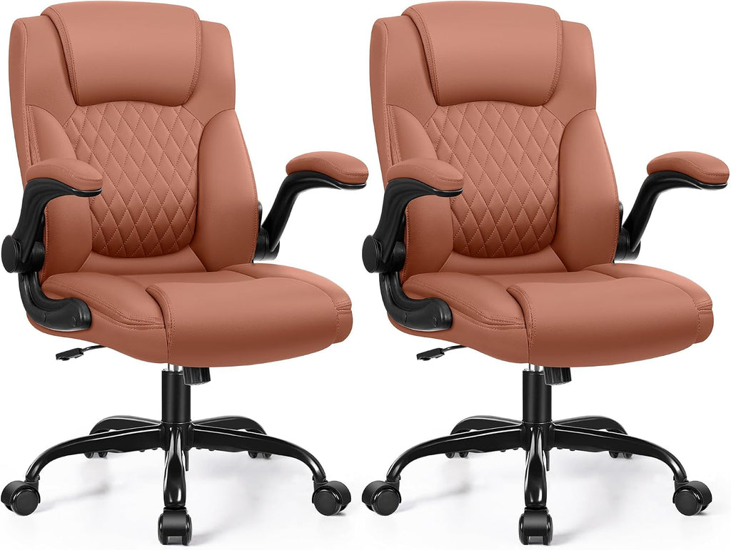 Leather Office Chair, PU Home Computer Desk Chairs with Ergonomic Back Support, 360°Swivel Free，Small Gaming Chair with Wheels and Adjustable Armrests, for Short People Use by Brick Attic