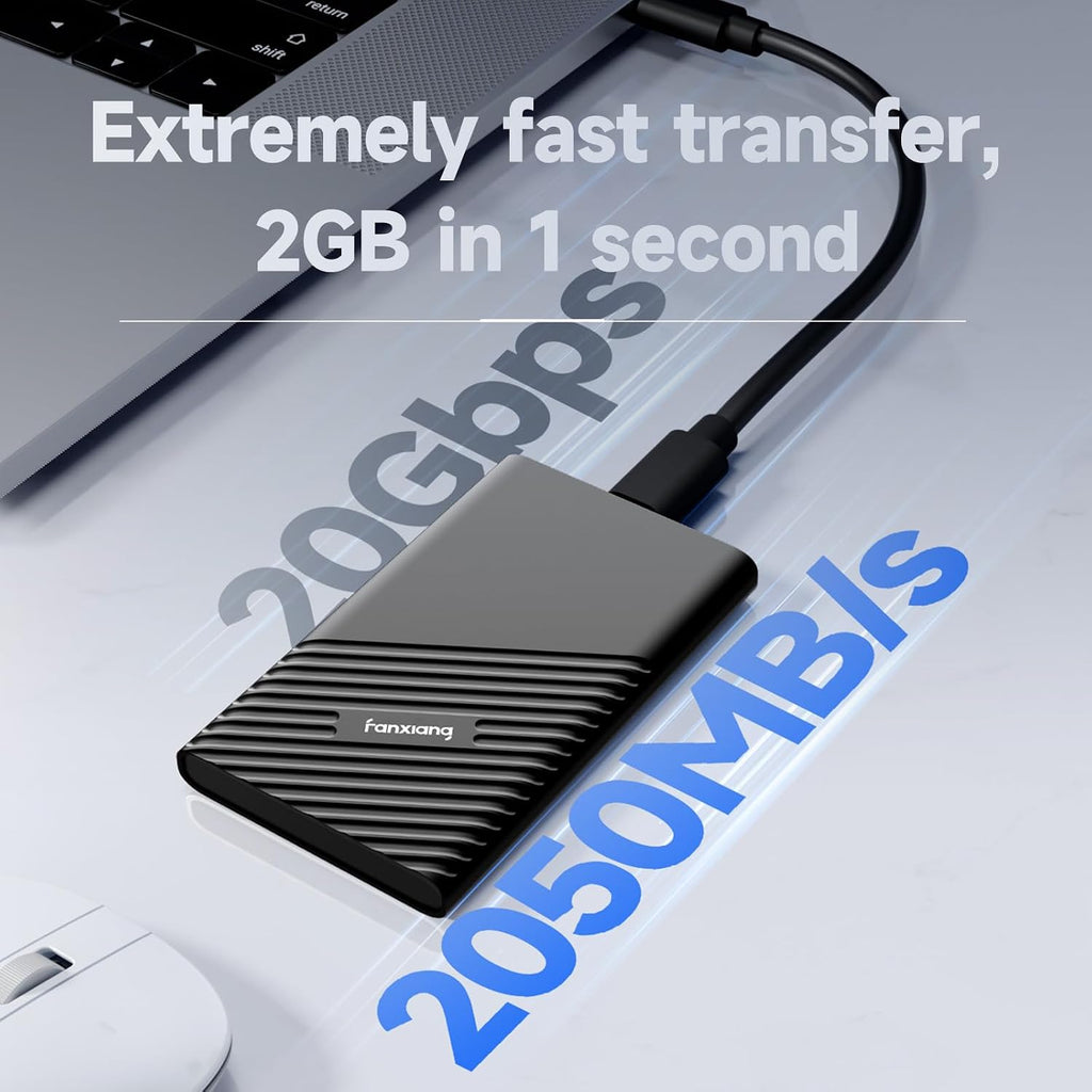 fanxiang 2TB External SSD Portable, Up to 2000MB/s, USB C External Solid State Drive External Hard Drive, USB 3.2 Gen2*2 Type-C SSD for iPhone 15/Pro/PC/Laptops/Creators/Gaming - Image 2
