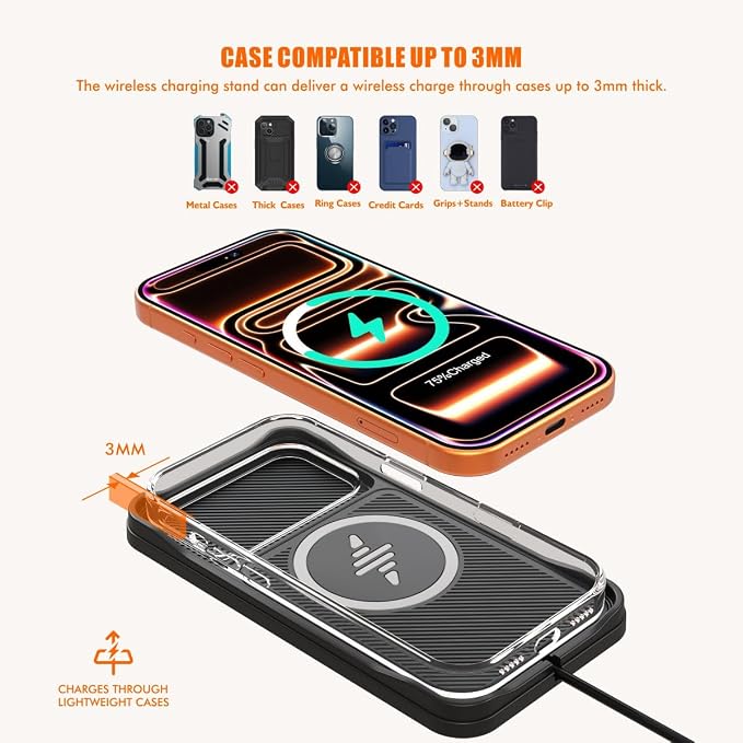 Wireless Car Charger Pad for iPhone 17/16/15/14/13/12 Pro & Samsung, Non Slip Wireless Charging Pad for Car Dashboard Console, USB A Phone Charger for Vehicle Commute Travel, Fits Small Phones - Image 6