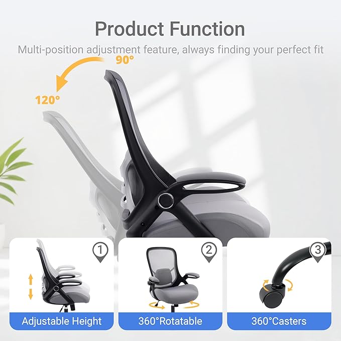 Office Chair Big and Tall 400lbs Desk Chair | 5" Thickened Seat, Breathable Mesh Backrest, Ergonomic Lumbar Support, Home and Office - Image 7