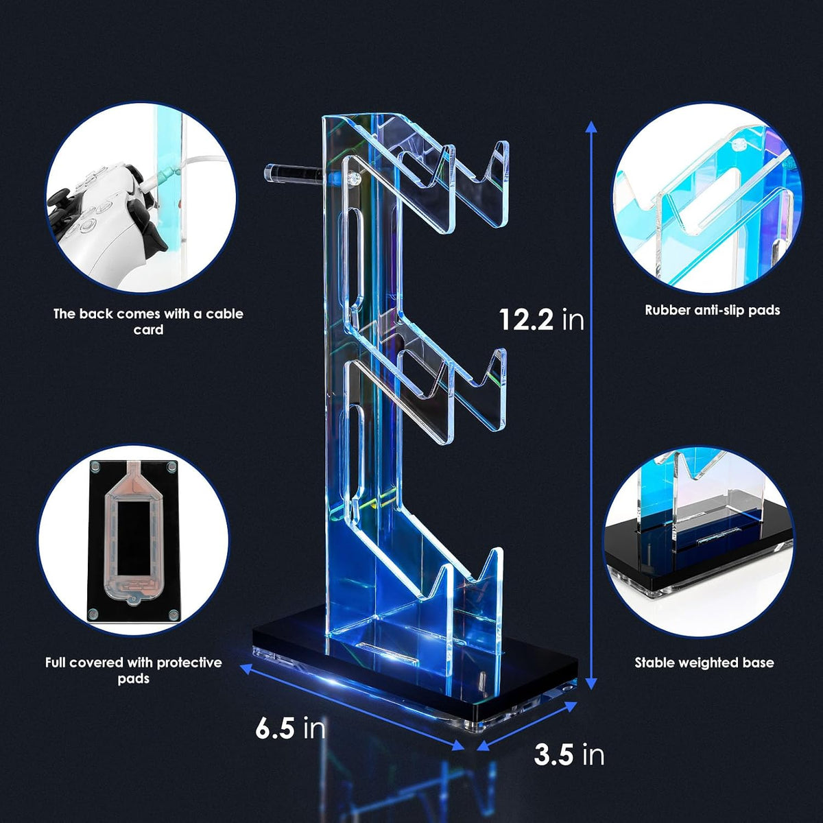 RGB Controller and Headset Stand with 21 Light Modes, 3 Tier - Image 4