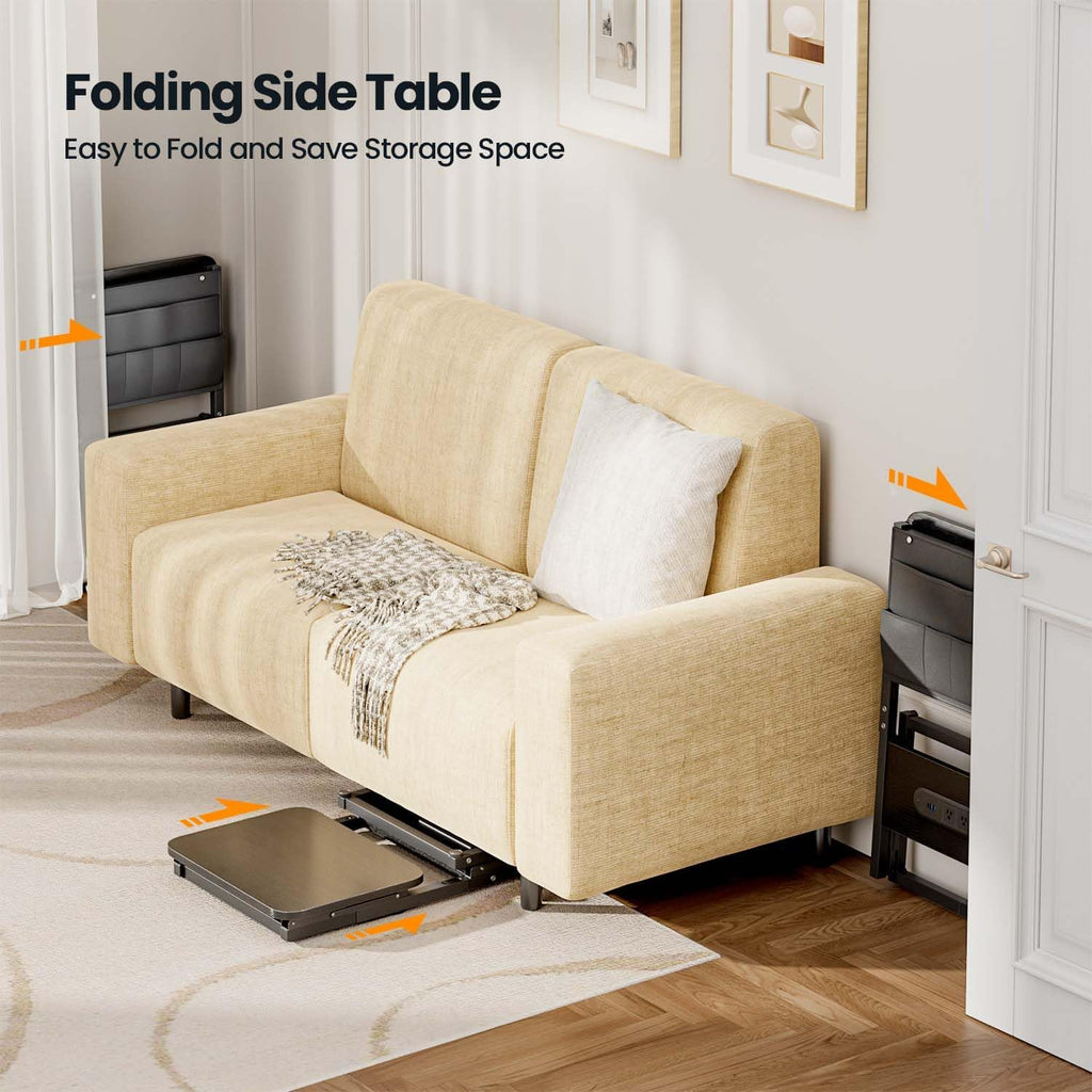 HLDIRECT C Shaped End Table with Charging Station & Storage Bag Black - Image 6