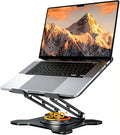 JCZT 360° Rotating Laptop Stand for Desk, Metal Foldable Laptop Riser Black | Ergonomic Portable Adjustable Laptop Stand, Ventilated Cooling Notebook Holder for MacBook Air Pro, All 10-16'' Laptops by JCZT