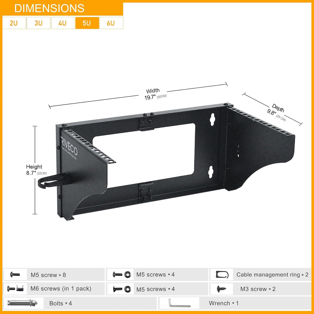 5U Wall Mount Rack for Network Reinforced Heavy Load 66LBS Small Server Racks Vertical & Horizontal Mounting for 19 inches IT & Studio Equipment. - Image 4