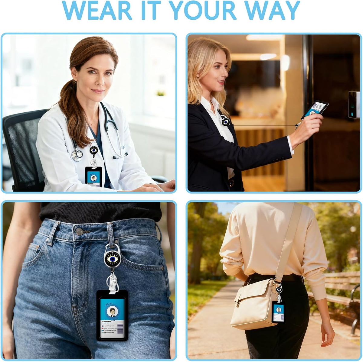 Evil Eye Lanyards for ID Badges, Badge Holder Retractable Clip - Image 3