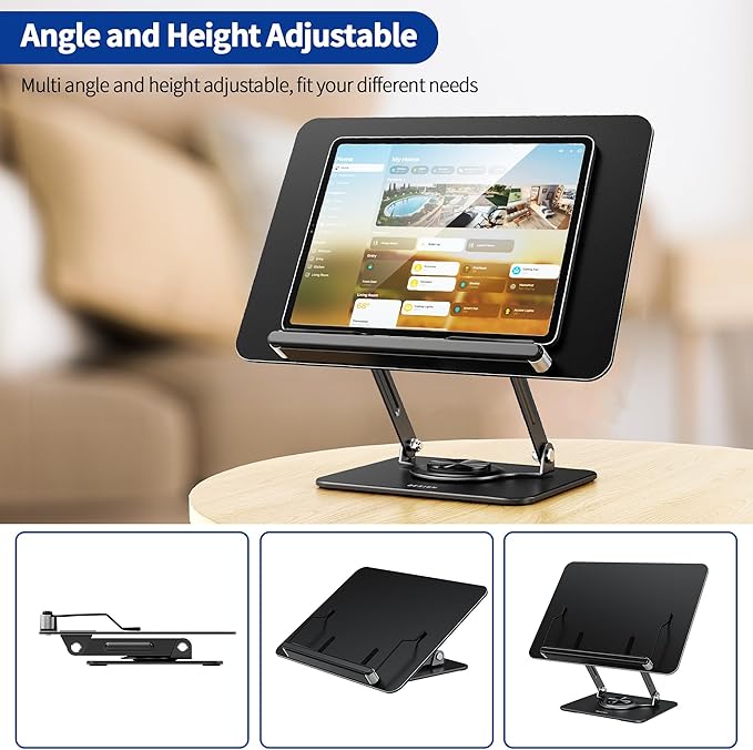 BESIGN BS02 Book Stand for Reading, Adjustable Book Holder, Ergonomic Laptop Stand, Cookbook Stand, Recipe Book Holder with Elastic Page Clips for Music Scores, Recipe, Tablet - Image 6