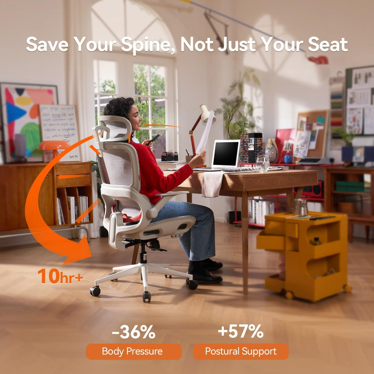 SIHOO B100 Mesh Ergonomic Office Chair with Adaptive Lumbar Support - Image 4