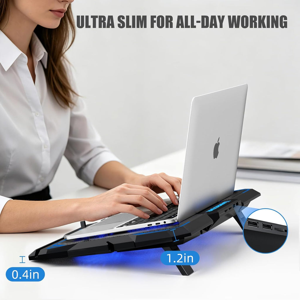 Laptop Cooling Pad, Laptop Cooler with 6 Quiet Led Fans for 15.6-17 Inch Laptop Cooling Fan Stand, Portable Ultra Slim USB Powered Gaming Laptop Cooling Pad, Switch Control Fan Speed Function - Image 4