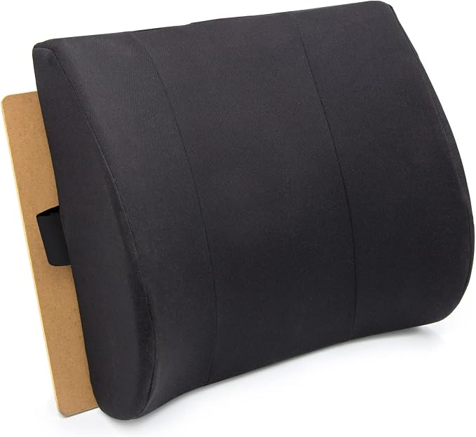 DMI Lumbar Support Pillow for Chair to Assist with Back Support with Removable Washable Cover and Firm Insert to Ease Lower Back Pain while Improving Posture,14 x 13 x 5,Contoured Foam,Elite,Black by DMI