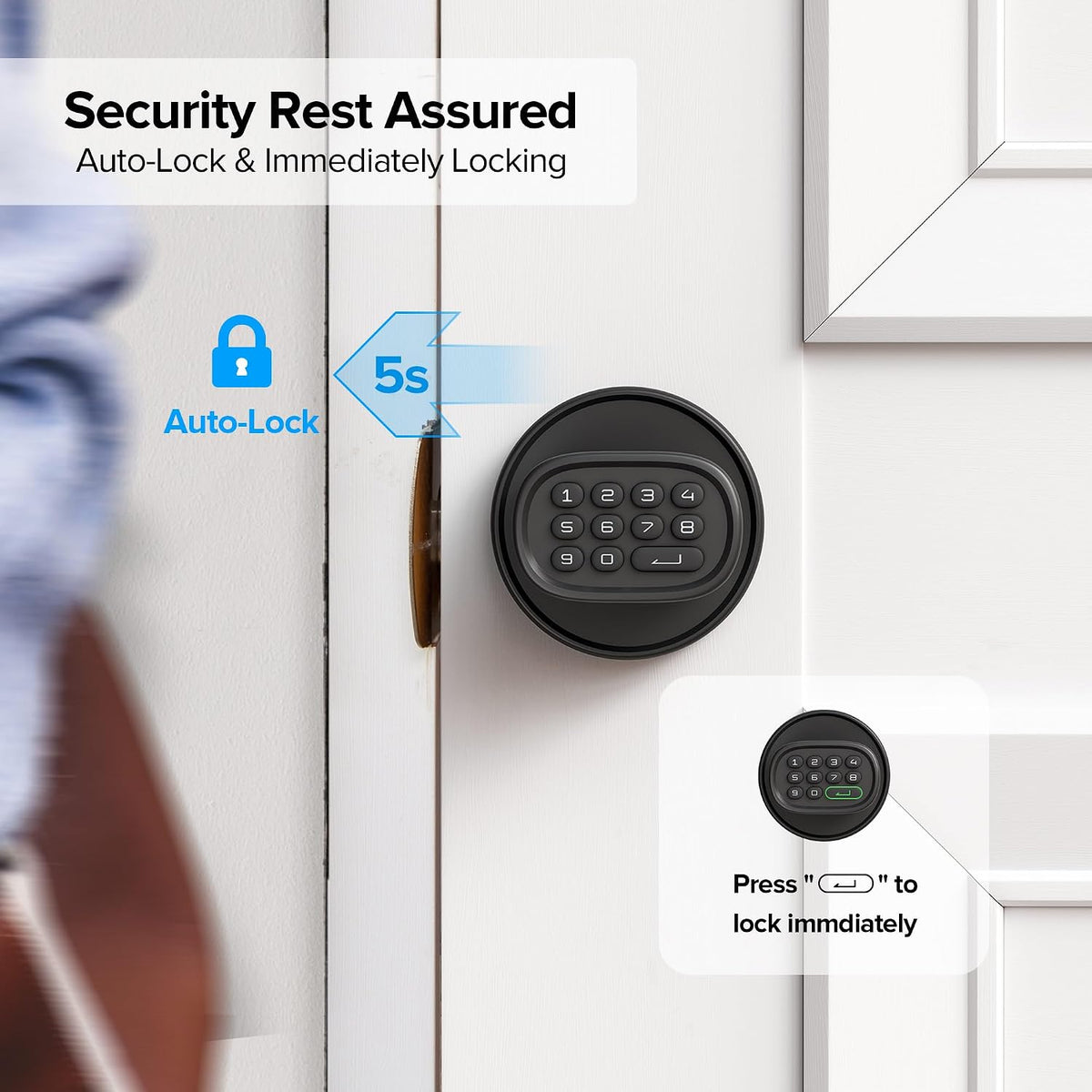 M1 Door Knob with Keypad Keyless Entry for Interior, Black - Image 4