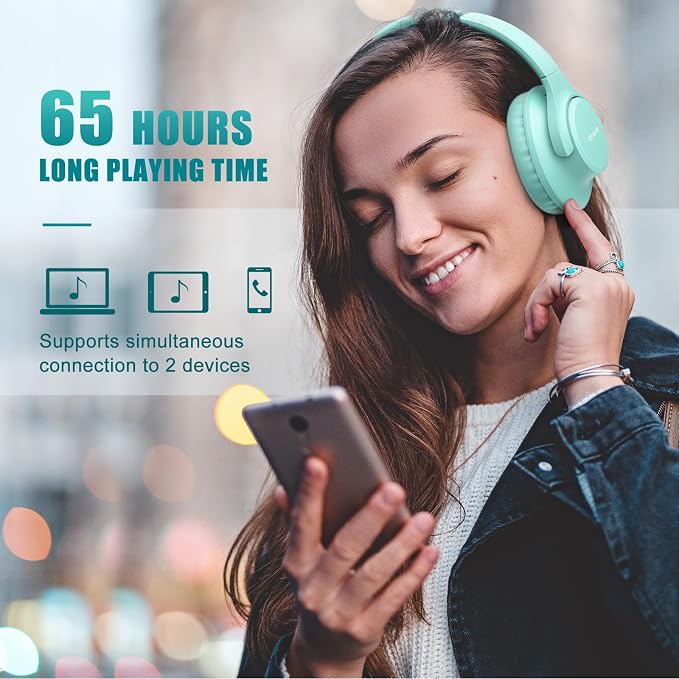 KVIDIO Bluetooth Headphones Wireless Over Ear Headsets 65H Playtime | Deep Bass, HiFi Stereo, Bluetooth 6.0, Microphone, Comfortable Fit, Foldable, Lightweight, Low Latency for Travel Home Office - Image 2