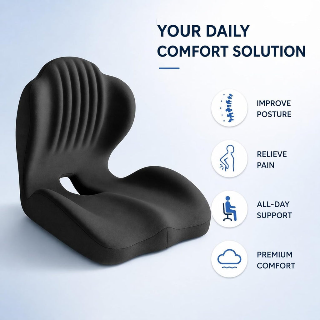 Ergonomic Seat Cushion with Lumbar Support, Memory Foam（Grey） - Image 3