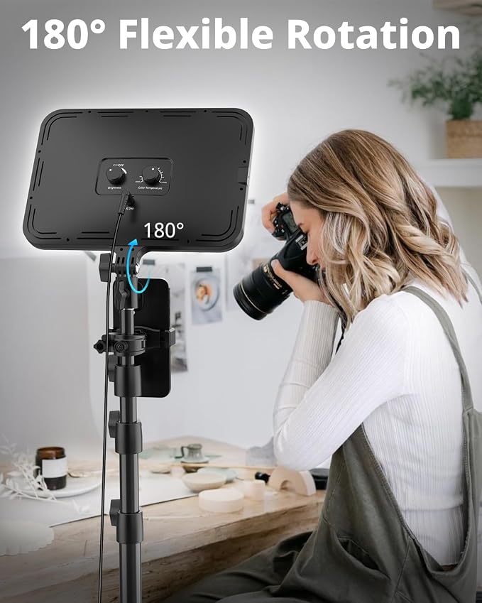UBeesize 2 Pack LED Video Light Kit, Photography Lighting, 13" Studio Lights with 65" Tripod Stand and Phone Holders, Podcast Lighting for Video Recording,Tiktok,YouTube - Image 4