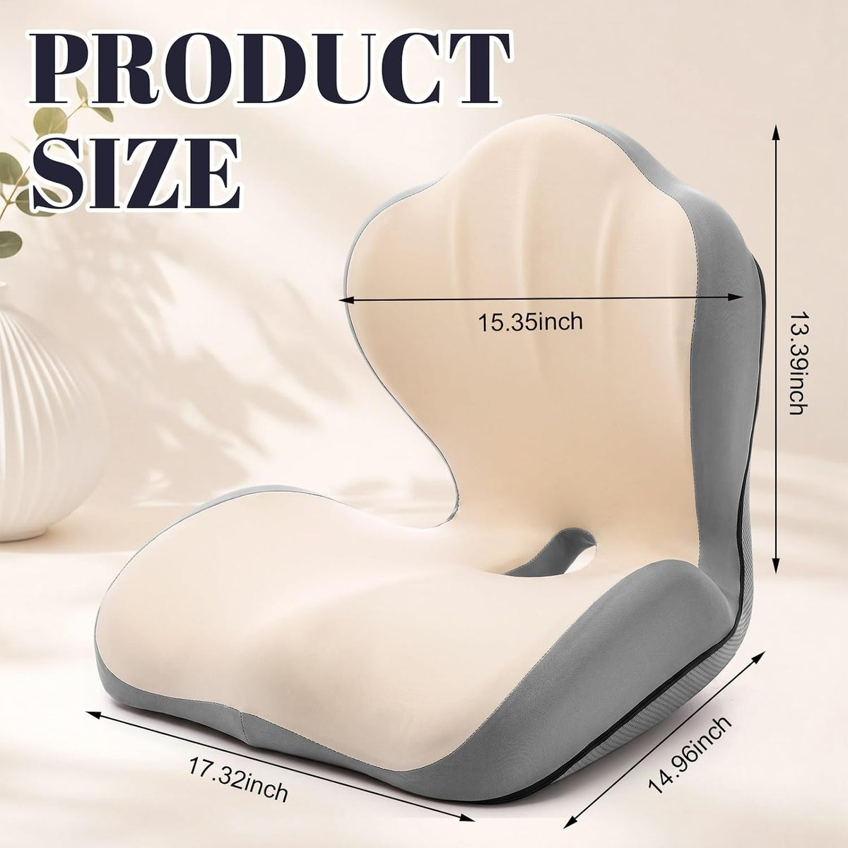 Ergonomic Seat Cushion Back Support for Office Chair Car, Beige Gray - Image 2