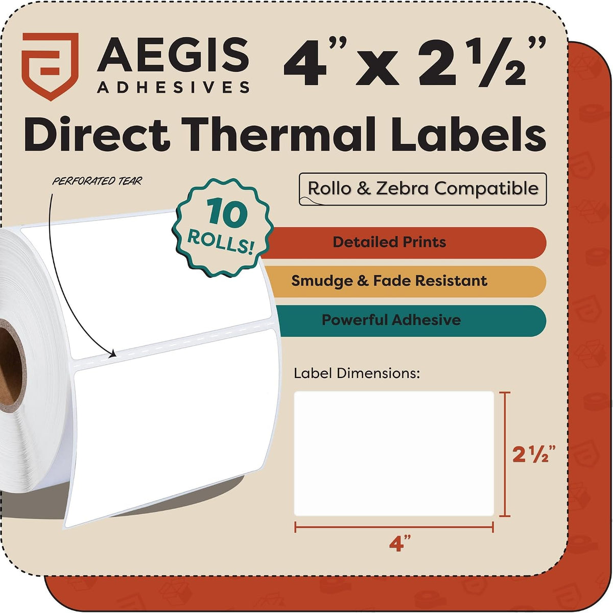 4" X 2.5" Direct Thermal Labels (5750 Count, 10 Rolls) - Image 2