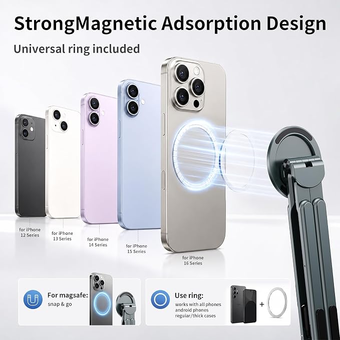 Portable Laptop Stand, 3-in-1 Magnetic Foldable Adjustable, for Desk（Gray） | Aluminum alloy, lightweight compact, 8-level height, ergonomic, for phone/tablet, home office/travel - Image 10