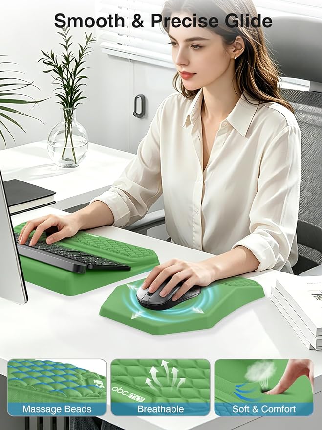Ergonomic Wrist Rest with Keyboard Stand and Mouse Pad for Easy Typing | Keyboard Holder with Storage Slot, Mousepad for Carpal Tunnel Pain Relief with Massage Bulge and Slow Rebound Memory Foam - Image 8