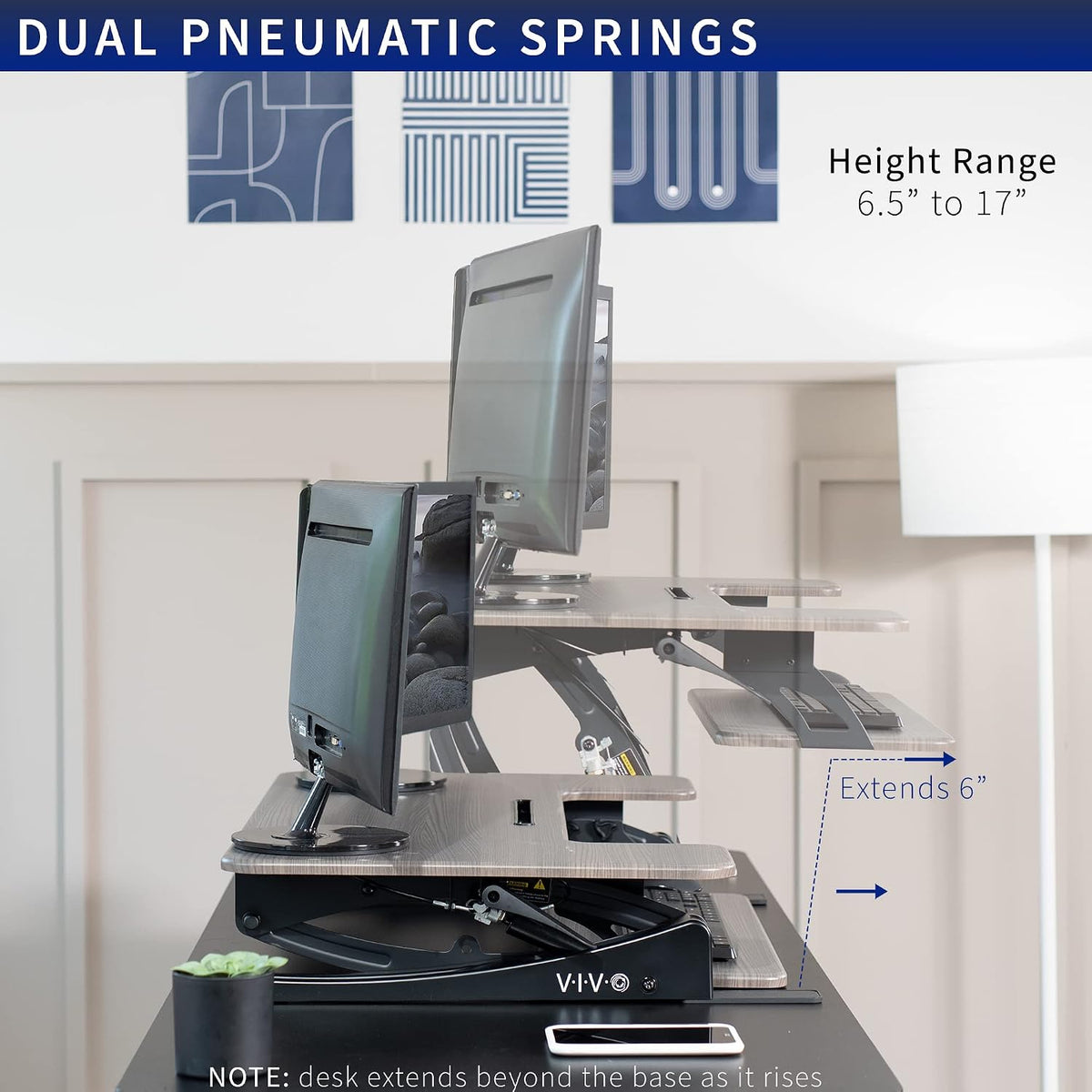 VIVO Dual Tier Standing Desk Converter, 36" Dark Grey Top - Image 5