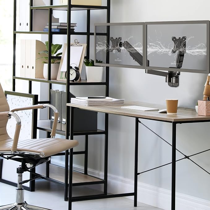 UPGRAVITY Dual Monitor Wall Mount for Two 17-32 inch Flat Computer Screens | Height Adjustable Gas Spring Double Monitor Wall Mounted Bracket Arms Hold up to 17.6lbs, VESA 75/100mm - Image 8