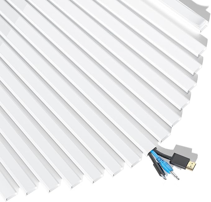 Yecaye 235in Wall Cord Hider for 2-3 Cords, W0.94in H0.47in, White | Medium Cord Covers for Wires on wall, On-Wall Cord Cover Cable Concealer - Image 7