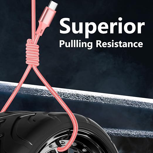 USB C to USB C Cable, 3 Pack 10ft Type C Fast Charger Cord (Pink) | Nylon Braided High-Speed Data Transfer Wire for iPhone 17/16/15 Plus/Pro Max iPad Air Ps5 Controller Samsung Galaxy - Image 3