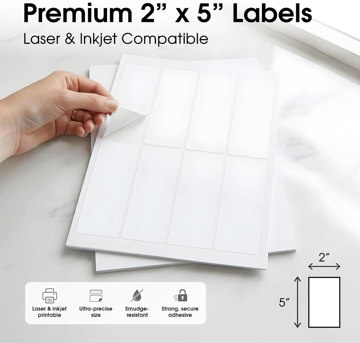 2" X 5" Matte White Printable Shipping Labels (250 Sheets, 2000 Stickers) - Image 2