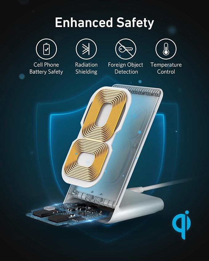 Anker 313 Qi-Certified 10W Max Wireless Charger Stand | Fast Power for iPhone 15 / 14 / 13 / 12 / 11 / X / 8, Galaxy S23 / S22, and More (Micro-USB Cable, Adapter Not Included) - Image 5