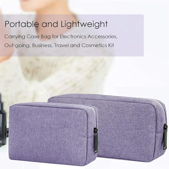 CAAORDKSO Electronic Organizer Travel Case, Electronic Accessories Storage Bag, Portable Waterproof Cable Organizer Bag for Laptop Charger Mouse, USB, Cord, Power Bank, Earphone, Pen(Small+Big,Purple) - Image 6